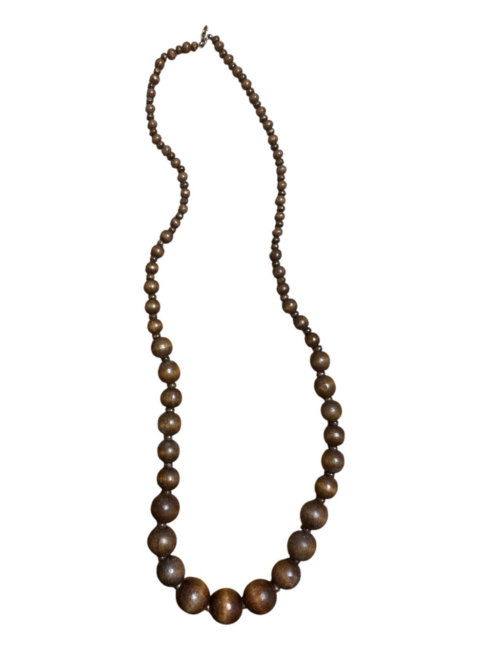 Brown Wooden Beaded Necklace ~ 36 Inches